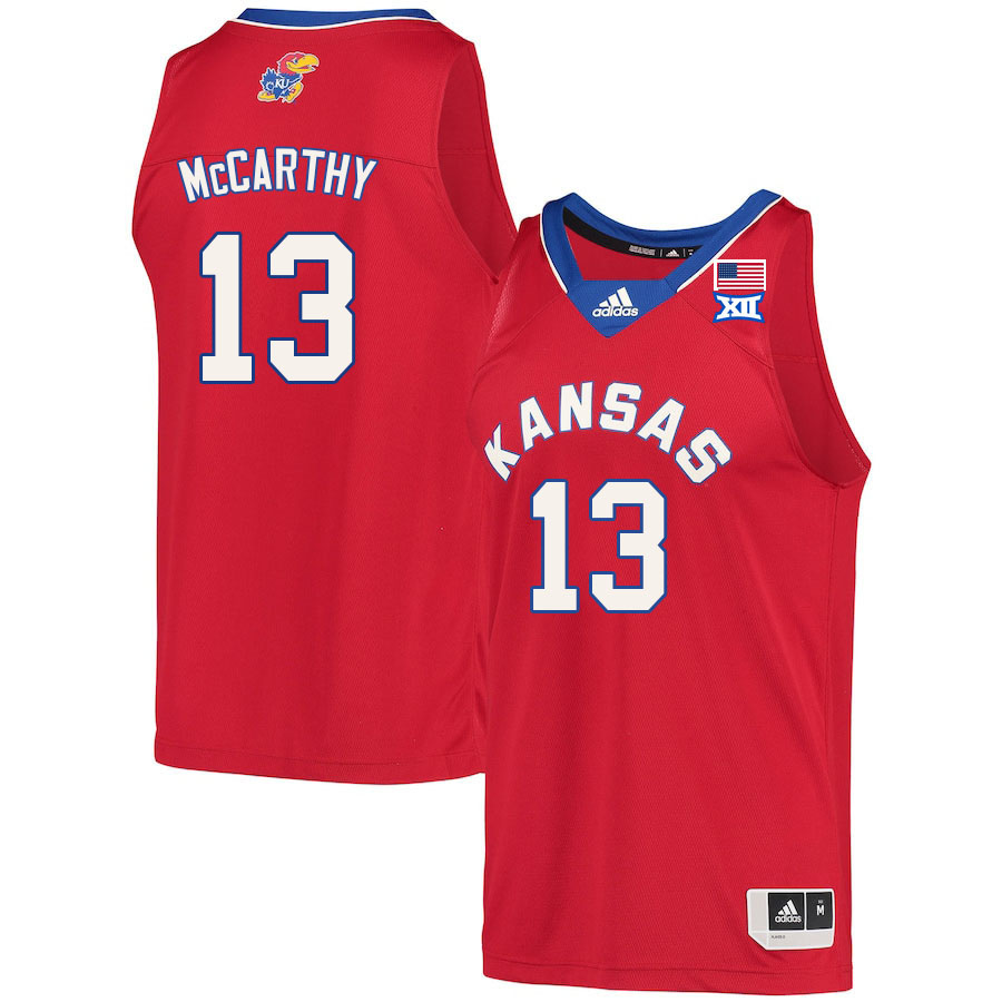 Men #13 Charlie McCarthy Kansas Jayhawks College Basketball Jerseys Sale-Red - Click Image to Close